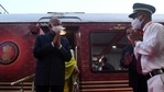 President Ram Nath Kovind, during his train visit to Kanpur, accepted public greetings at Jhinjhak and Rura railway stations in Kanpur Dehat and met old acquaintances from his early days in school and social service. (ANI Photo) President Ram Nath Kovind, during his train visit to Kanpur, accepted public greetings at Jhinjhak and Rura railway stations in Kanpur Dehat and met old acquaintances from his early days in school and social service. (ANI Photo)