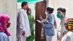 A medical team conducts door-to-door survey in Rajasthan's Bikaner to detect Covid-19 cases after a Delta Plus variant case was on Saturday.(PTI Photo) A medical team conducts door-to-door survey in Rajasthan's Bikaner to detect Covid-19 cases after a Delta Plus variant case was on Saturday.(PTI Photo)
