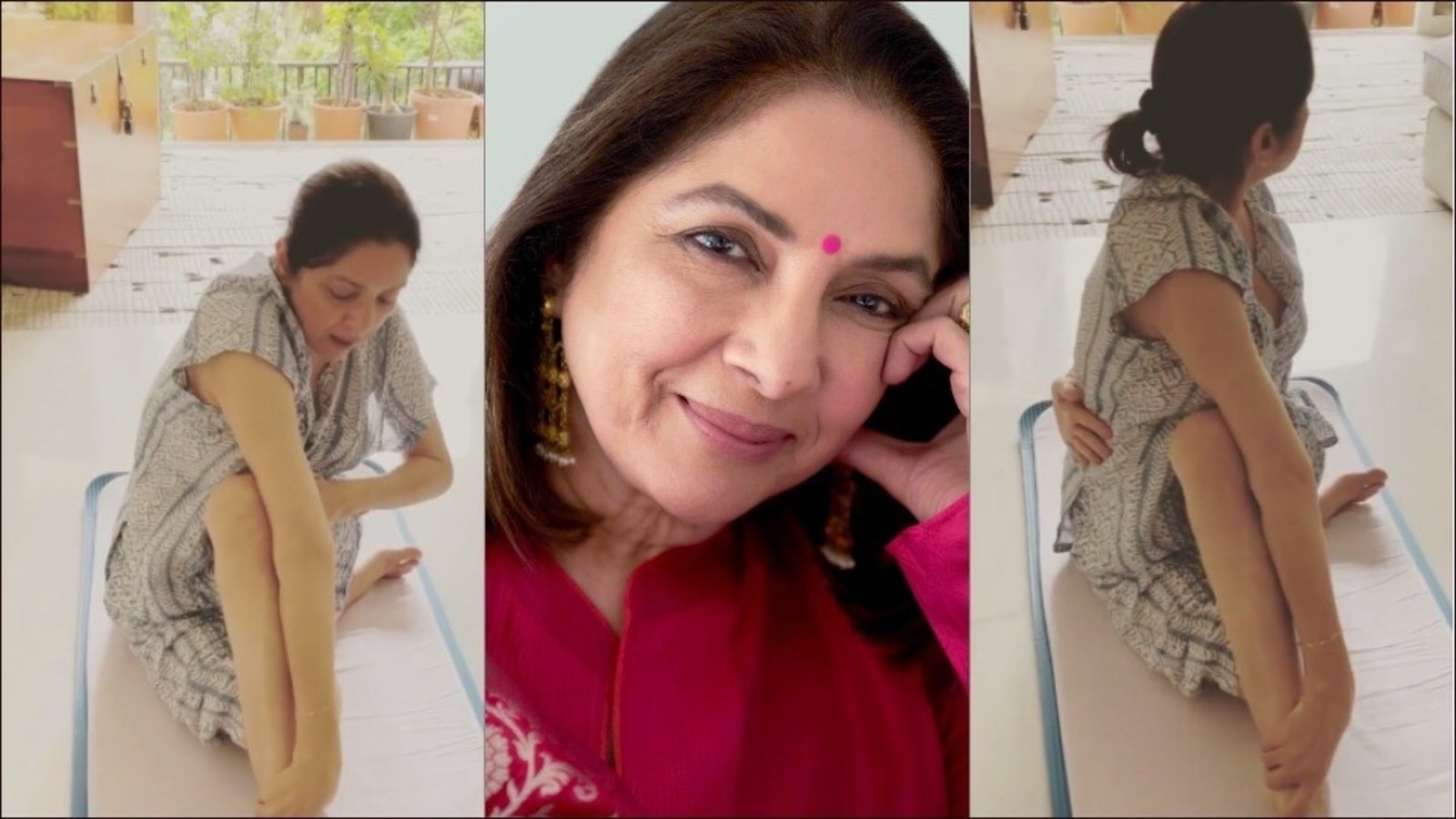 Neena Gupta on practising Yoga pose Ardha Matsyendrasana: 'Koshish jari ...