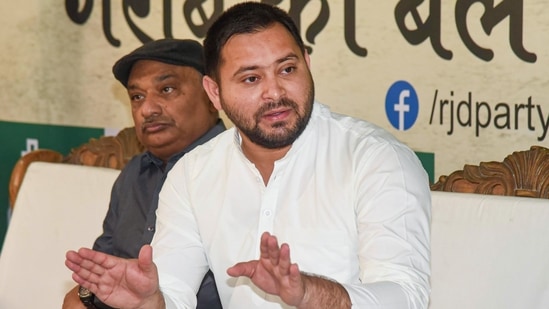 Tejashwi Yadav opined that all like-minded opposition parties should come together to defeat "this most oppressive, divisive, authoritarian and fascist government" on the basis of a common minimum program. (PTI Photo) (PTI) Tejashwi Yadav opined that all like-minded opposition parties should come together to defeat "this most oppressive, divisive, authoritarian and fascist government" on the basis of a common minimum program. (PTI Photo) (PTI)