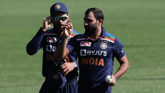 Photo of Indian pacer Mohammed Shami and captain Virat Kohli. (File Photo) (Twitter) Photo of Indian pacer Mohammed Shami and captain Virat Kohli. (File Photo) (Twitter)