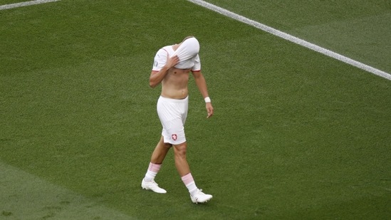 Antonín Barák hids his face in disappointment as his shot from close range was deflected over the bar by de Ligt. (AP) Antonín Barák hids his face in disappointment as his shot from close range was deflected over the bar by de Ligt. (AP)