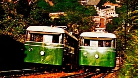 In this undated photo provided by Hong Kong Peak Tramways, a 3rd generation Peak Tram which serviced from 1948-1959 is seen in Hong Kong. (AP)