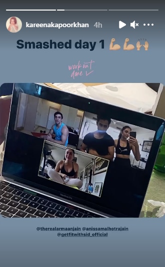 Kareena Kapoor works out with Armaan Jain and his wife Anissa Malhotra.