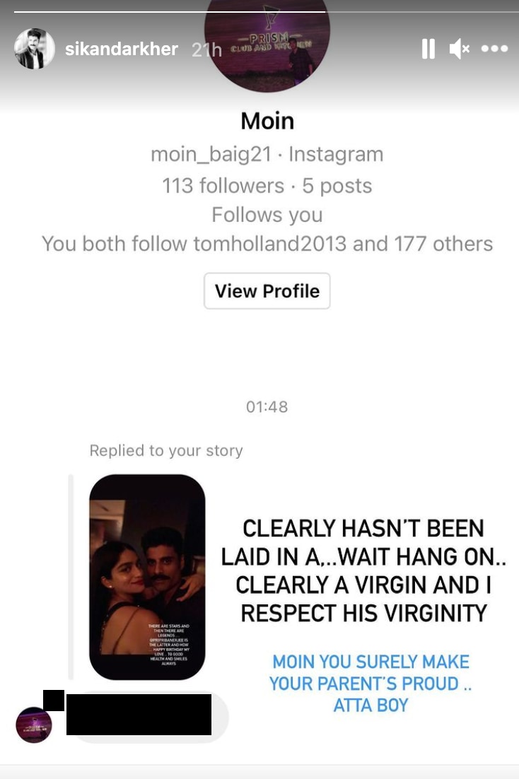 Sikandar's message to the troll. Sikandar's message to the troll.