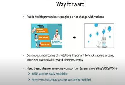 A slide from ICMR chief's recent presentation where he talked about need-based change in vaccine composition.