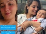 Anita Hassanandani tears up while watching Aaravv sleep. Anita Hassanandani tears up while watching Aaravv sleep.