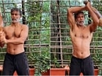 Milind Soman trains shirtless with a 10kg mudgar in new workout video: Watch(Instagram/@milindrunning) Milind Soman trains shirtless with a 10kg mudgar in new workout video: Watch(Instagram/@milindrunning)
