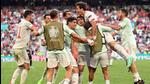 Spain's forward Mikel Oiarzabal (2ndR) celebrates with teammates after scoring their fifth goal during the UEFA EURO 2020 round of 16 football match against Croatia. (AFP)