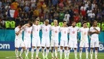 Switzerland players react during the shoot-out during the Euro 2020 soccer championship round of 16 match between France and Switzerland at the National Arena stadium, in Bucharest, Romania, Tuesday, June 29, 2021. (Marko Djurica/Pool Photo via AP)