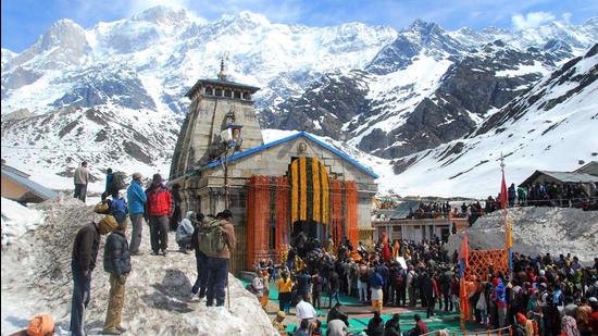 Kedarnath shrine in Rudraprayag district. (HT Photo) Kedarnath shrine in Rudraprayag district. (HT Photo)