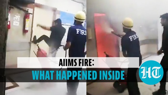 An AIIMS staffer broke down the door to the room which was ablaze 