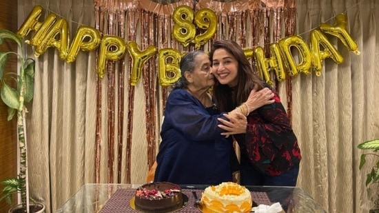 Madhuri Dixit posted a picture from her mother's birthday celebration too.