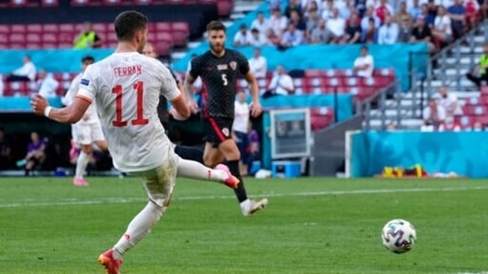 Ferran Torres made it 3-1 and that point, it looked Spain was heading to victory. (AP) Ferran Torres made it 3-1 and that point, it looked Spain was heading to victory. (AP)