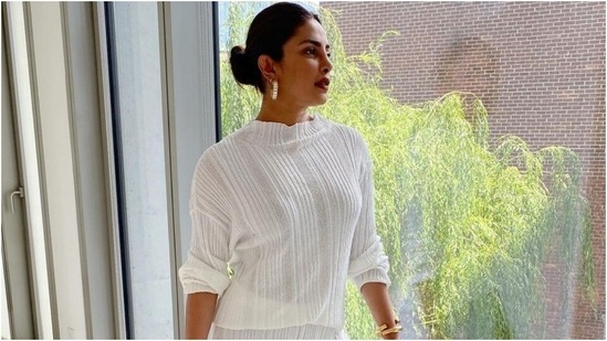 Priyanka Chopra rules NYC in sexy white blouse and thigh-slit skirt worth <span class='webrupee'>₹</span>37k(Instagram/@priyankachopra)