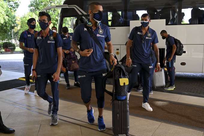 Touchdown! Captain Shikhar Dhawan captures checking into the hotel in Colombo ahead of their T20I and ODI series against Sri Lanka. Yuzvendra Chahal and Navdeep Saini alongside Dhawan Touchdown! Captain Shikhar Dhawan captures checking into the hotel in Colombo ahead of their T20I and ODI series against Sri Lanka. Yuzvendra Chahal and Navdeep Saini alongside Dhawan