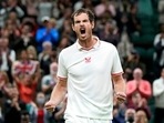 Britain's Andy Murray celebrates winning the men's singles match against Georgia's Nikoloz Basilashvili Britain's Andy Murray celebrates winning the men's singles match against Georgia's Nikoloz Basilashvili