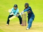 India's Mithali Raj bats, during the Women's One-Day International cricket match between England and India, at the Bristol County Ground, in Bristol, England, Sunday June 27, 2021. (AP)