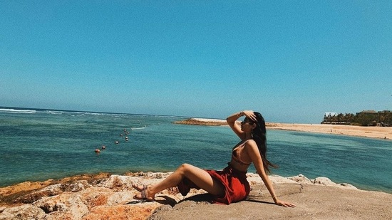 Khushi also posted images of herself basking in the sun wearing a burnt orange and beige coloured bikini top which she paired with a rust coloured sarong as she basked in the sun.(Instagram)