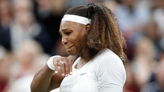 Wimbledon 20201: Serena Williams of the U.S. reacts after sustaining an injury during her first round match against Belarus' Aliaksandra Sasnovich.(REUTERS)