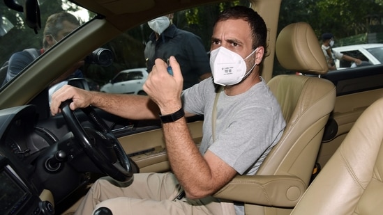 Congress leader Rahul Gandhi leaves his residence, in New Delhi. Congress leader Rahul Gandhi leaves his residence, in New Delhi.