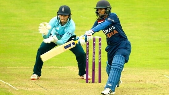 India's Mithali Raj bats, during the Women's One-Day International cricket match between England and India, at the Bristol County Ground, in Bristol, England, Sunday June 27, 2021. (AP) India's Mithali Raj bats, during the Women's One-Day International cricket match between England and India, at the Bristol County Ground, in Bristol, England, Sunday June 27, 2021. (AP)