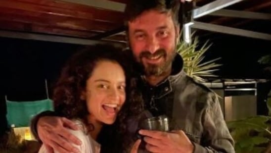 Kangana Ranaut posted a picture with Dhaakad director Razneesh Ghai. Kangana Ranaut posted a picture with Dhaakad director Razneesh Ghai.