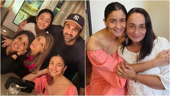 Alia Bhatt for fam jam with Ranbir Kapoor repeats midi dress from mom's birthday(Instagram/@neetu54, Instagram/@aliaabhatt)