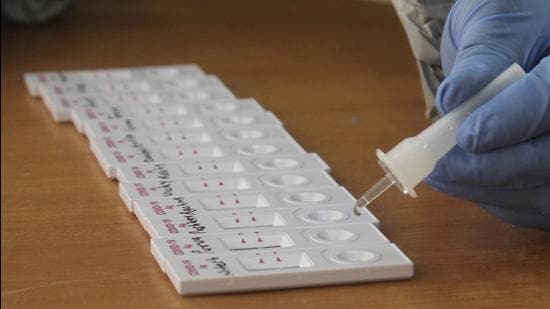 “Of the 562 residents eligible for the jab, 120 have received both the doses. (Yogendra Kumar/HT PHOTO)