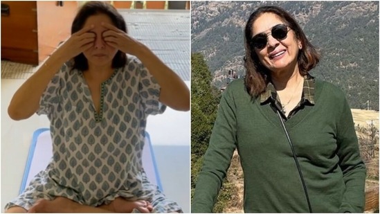 Neena Gupta meditates while doing Padmasana in video, fans call her inspiring(Instagram/@neenagupta) Neena Gupta meditates while doing Padmasana in video, fans call her inspiring(Instagram/@neenagupta)