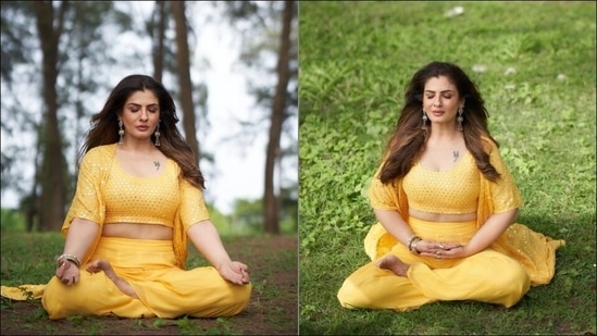 Raveena Tandon suggests ‘balancing senses’ with Yoga’s Siddhasana, dhyana mudra(Instagram/officialraveenatandon)