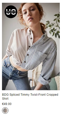 Shanaya Kapoor's crop shirt from Urban Outfitters(urbanoutfitters.com)