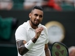 Wimbledon - Australia's Nick Kyrgios reacts during his first-round match against France's Ugo Humbert.