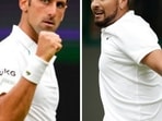 Wimbledon: Novak Djokovic (left) serves electric hold in 46 seconds, Nick Kyrgios (right) betters it against Humbert. Wimbledon: Novak Djokovic (left) serves electric hold in 46 seconds, Nick Kyrgios (right) betters it against Humbert.