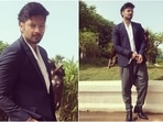 Ali Fazal pairs pinstripe blazer and monochrome separates with Louboutin boots(Instagram/@anishagandhi3) Ali Fazal pairs pinstripe blazer and monochrome separates with Louboutin boots(Instagram/@anishagandhi3)
