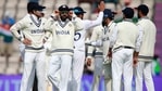 India's captain Virat Kohli, second left, and teammates celebrate(AP) India's captain Virat Kohli, second left, and teammates celebrate(AP)
