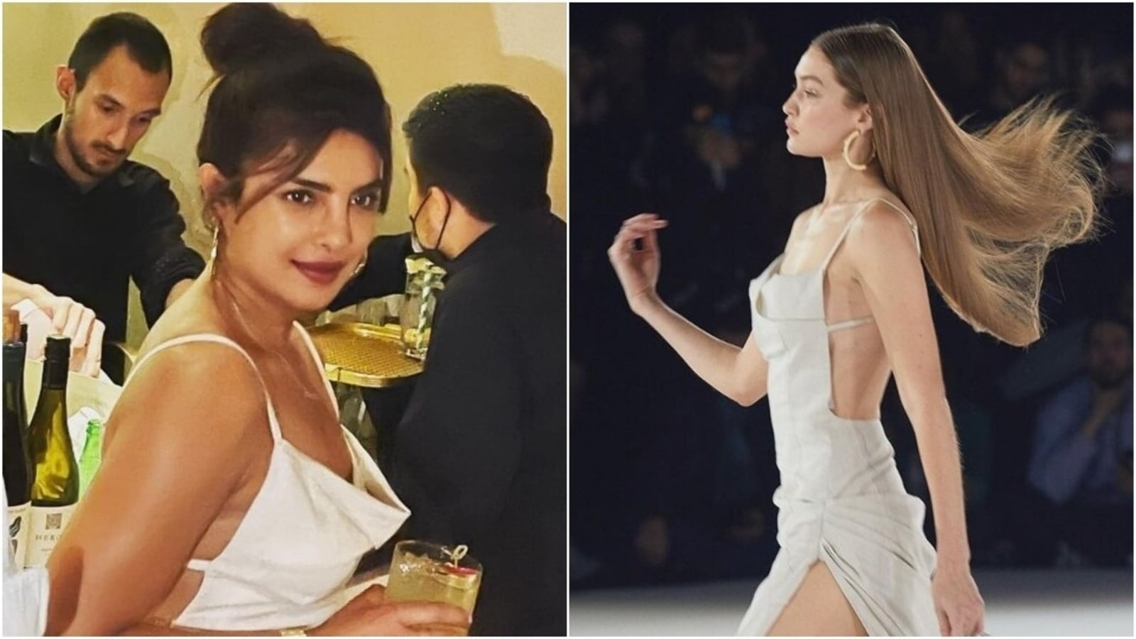 Priyanka Chopra wears the same backless Jacquemus dress Gigi Hadid