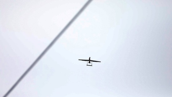Security Agency uses drones to investigate the recent drone blasts, at Jammu Air Force Station, in Jammu on Wednesday. (ANI Photo) Security Agency uses drones to investigate the recent drone blasts, at Jammu Air Force Station, in Jammu on Wednesday. (ANI Photo)