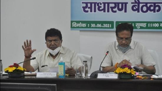 The Panchkula MC meeting underway on Wednesday. (Sant Arora/HT)