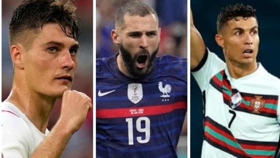 Euro 2020, current leaders in race to Golden Boot: Let's find out where do Patrik Schick (left), Karim Benzema, and Cristiano Ronaldo stand.(HT Collage)