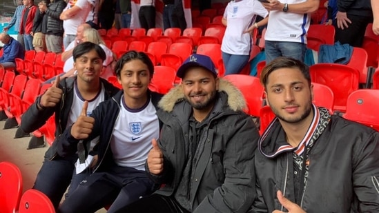 Rishabh Pant with his friends at Euro 2020 game at London's Wembley Stadium. (Rishabh Pant/Twitter)