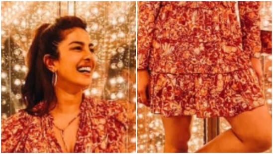 She accessorised her look with hoop earrings, a classic watch, a gold bracelet and tied her hair up in a ponytail. (Instagram/@priyankachopra)