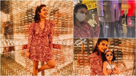 For the outing, she opted for a playful deep red floral printed ruffle dress which she teamed with a pair of tan flats. (Instagram/@priyankachopra)