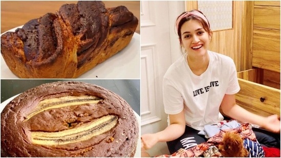 Kriti Sanon: The 'Bareilly Ki Barfi' actor is also trying a hand in cooking and baked some delicious banana bread. Sharing a snap of her cake on Instagram, she captioned it, "When you wanna bake Banana Bread but you don’t have the correct vessel..and you end up calling it “cake”! Well.. Here’s some Quinoa Oats Banana Cake instead!."(Instagram/@kritisanon)