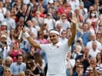 Switzerland's Roger Federer celebrates winning his second-round match against France's Richard Gasquet