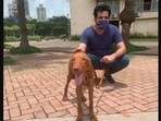 Sagarika Ghatge shared this picture of Zaheer Khan and their dog Logan on Instagram.
