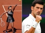 Naomi Osaka (L), Novak Djokovic (Center) and Roger Federer (R)