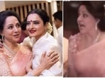 Hema Malini and Rekha sharing a hug. Hema Malini and Rekha sharing a hug.