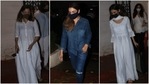 Aditi Gowitrikar, Raveena Tandon, Mouni Roy outside Raj Kaushal and Mandira Bedi's house. Aditi Gowitrikar, Raveena Tandon, Mouni Roy outside Raj Kaushal and Mandira Bedi's house.