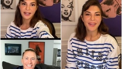 Jacqueline Fernandez chatted with Canadian Mixed Martial Arts' artist Georges St-Pierre on Thursday. Jacqueline Fernandez chatted with Canadian Mixed Martial Arts' artist Georges St-Pierre on Thursday.